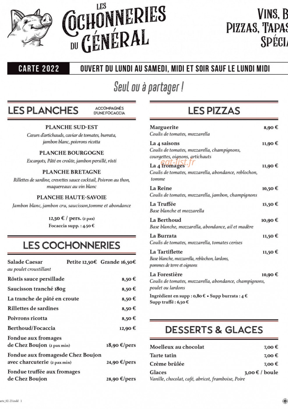 Les Cochonneries du General — carte page 1
