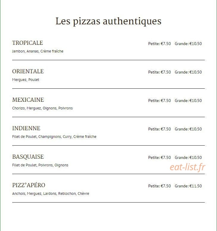 Pizza Fresca — carte page 2