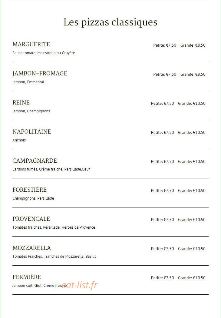 Pizza Fresca — carte page 1