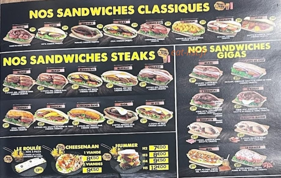 Snap Food — carte page 1