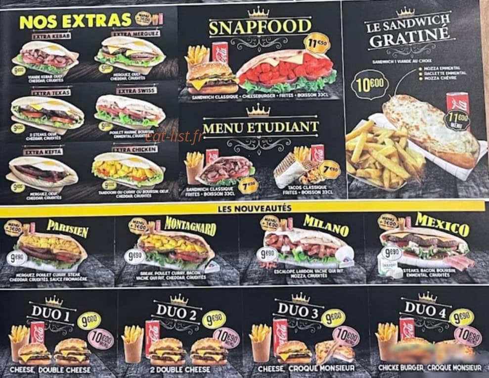 Snap Food — carte page 2