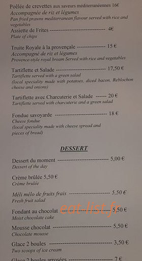 Bistrot du coin — carte page 2