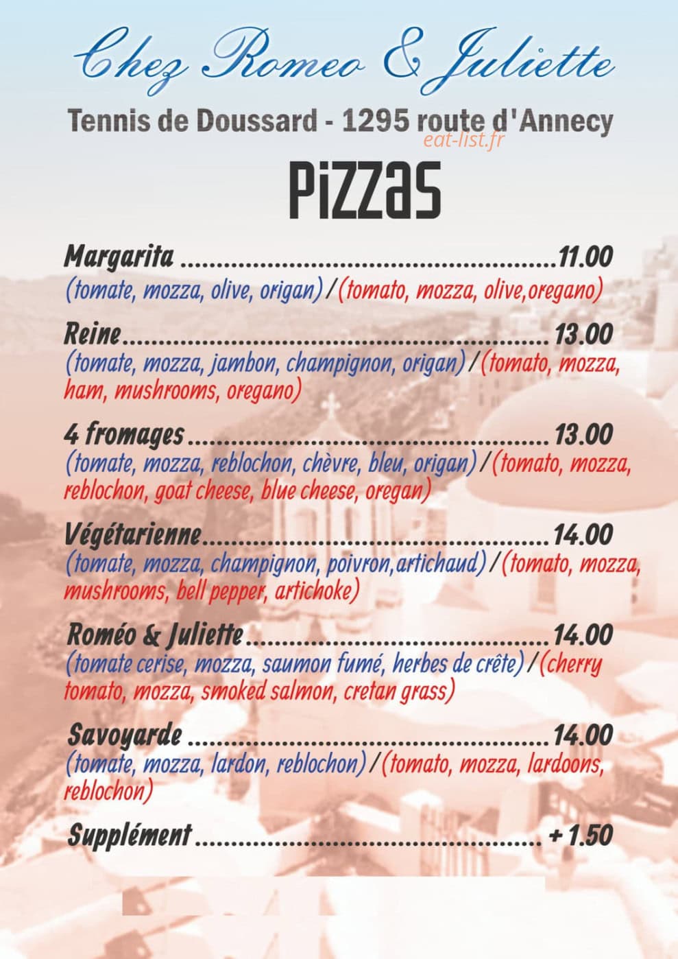 Chez Roméo & Juliette — carte page 1