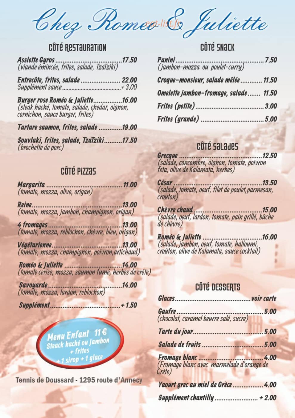 Chez Roméo & Juliette — carte page 2