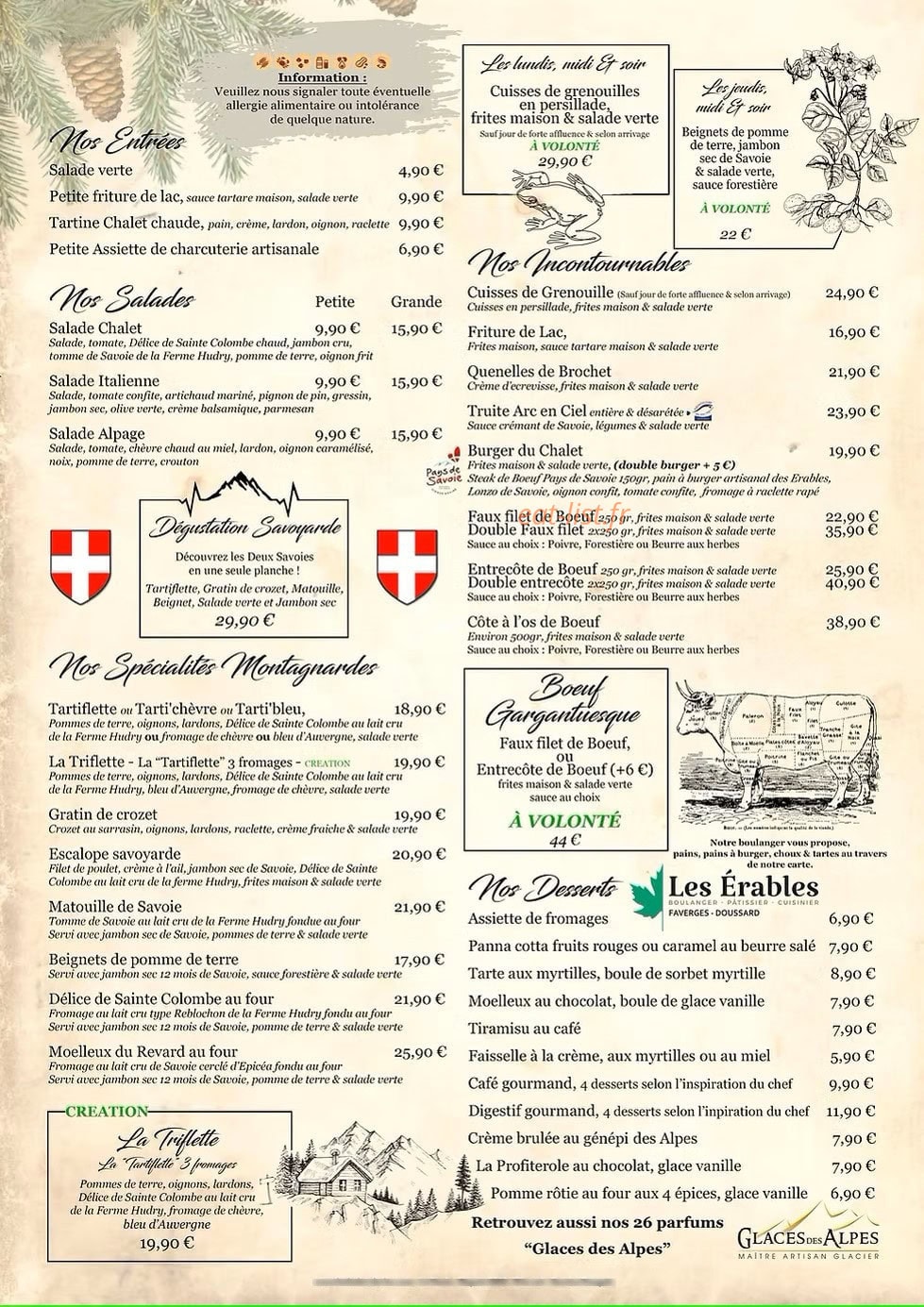 Le Chalet du Lac — carte page 2