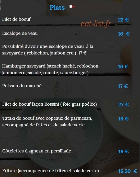 Restaurant Champ Tillet — carte page 2