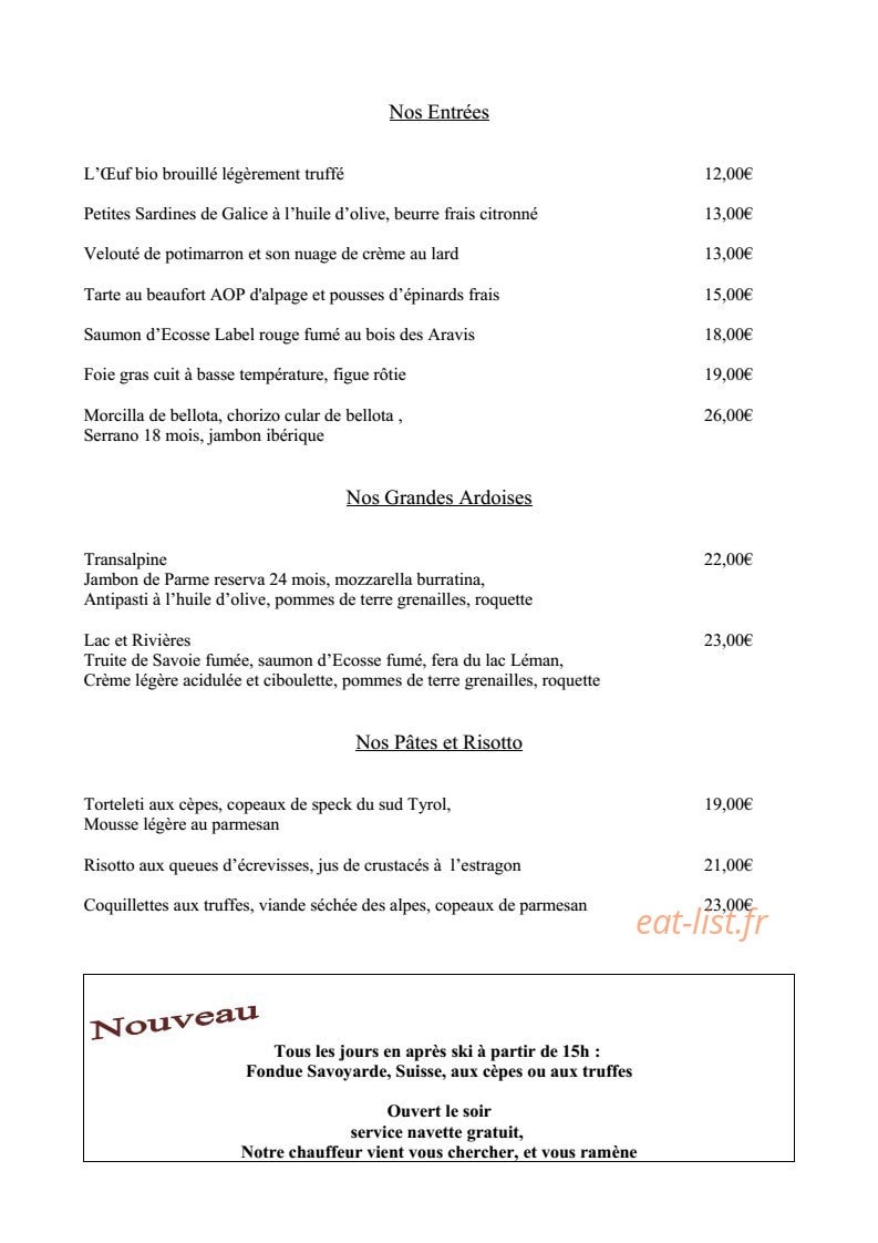 Chalet des Praz — carte page 1