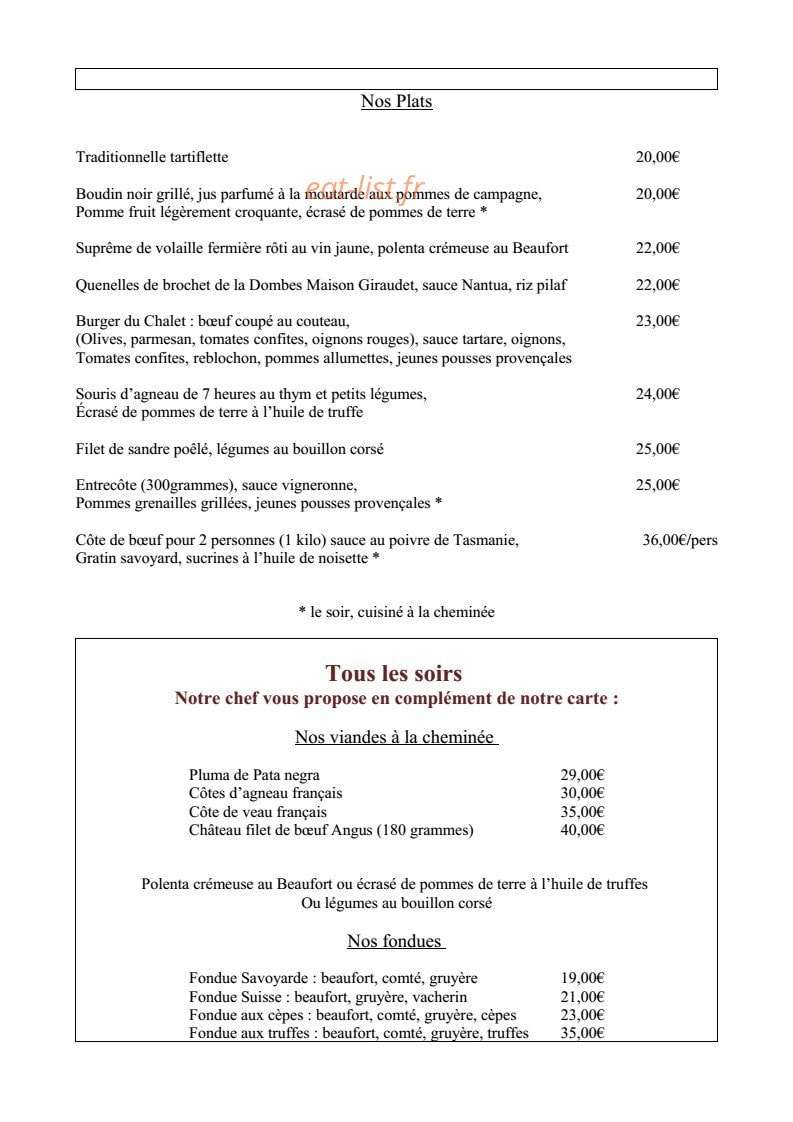 Chalet des Praz — carte page 2