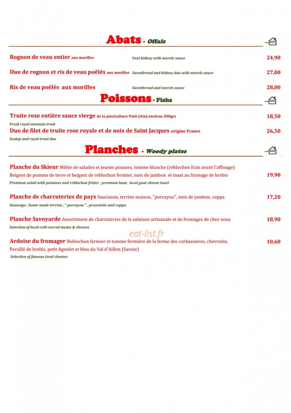 La Calèche — carte page 4