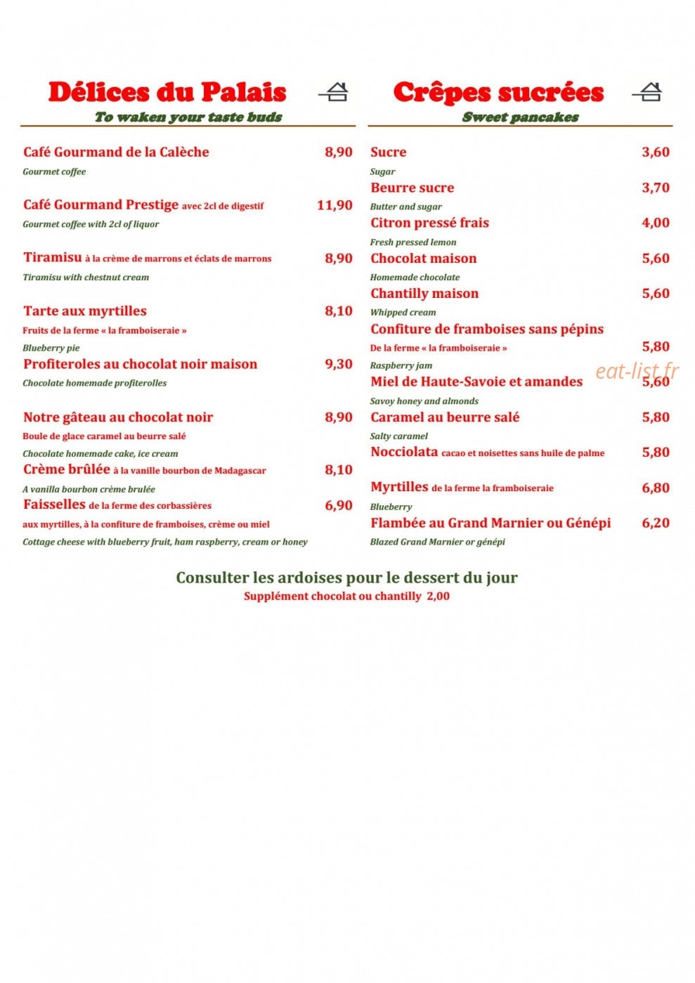 La Calèche — carte page 7
