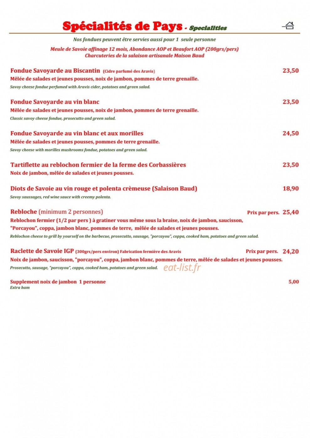 La Calèche — carte page 5