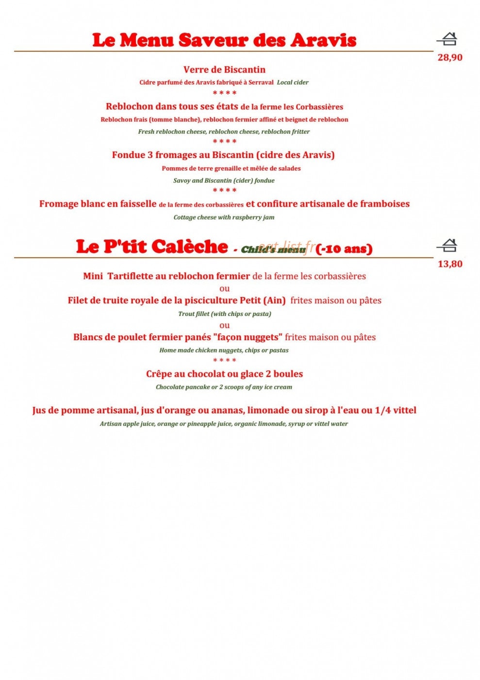 La Calèche — carte page 6