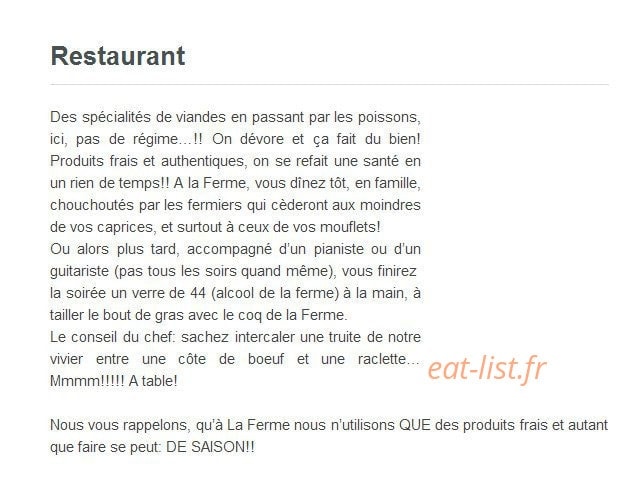 La Ferme — carte page 1