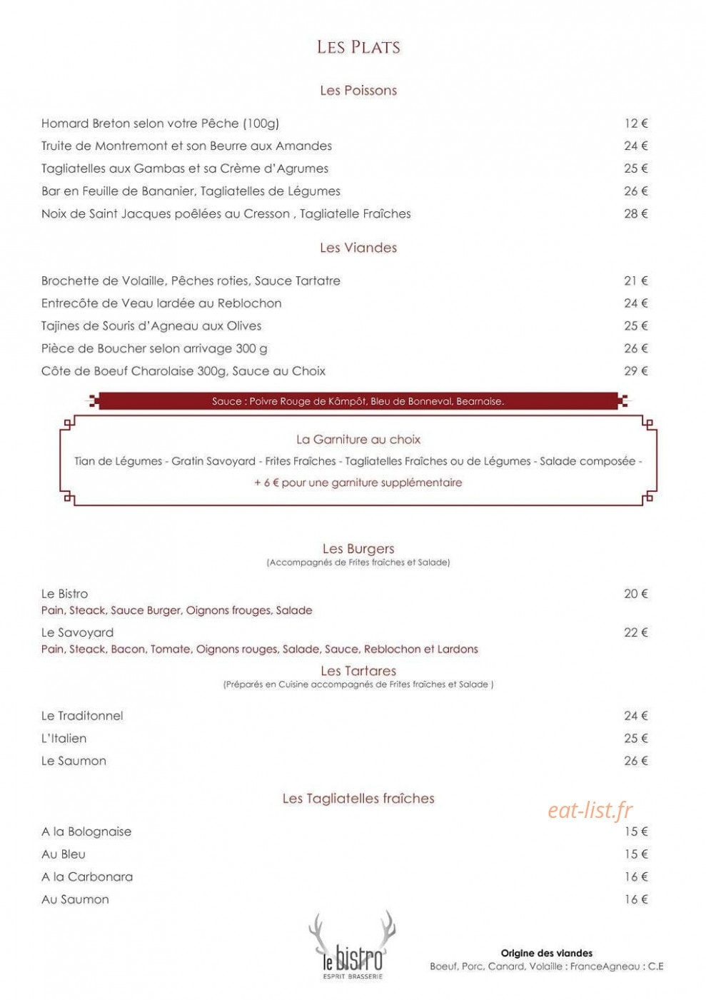 Le Bistro — carte page 5