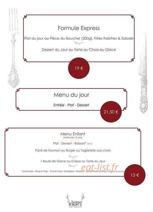 Le Bistro — carte page 2