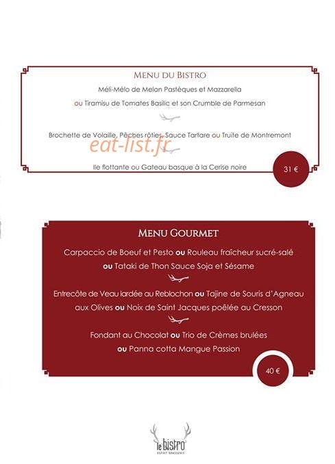 Le Bistro — carte page 3