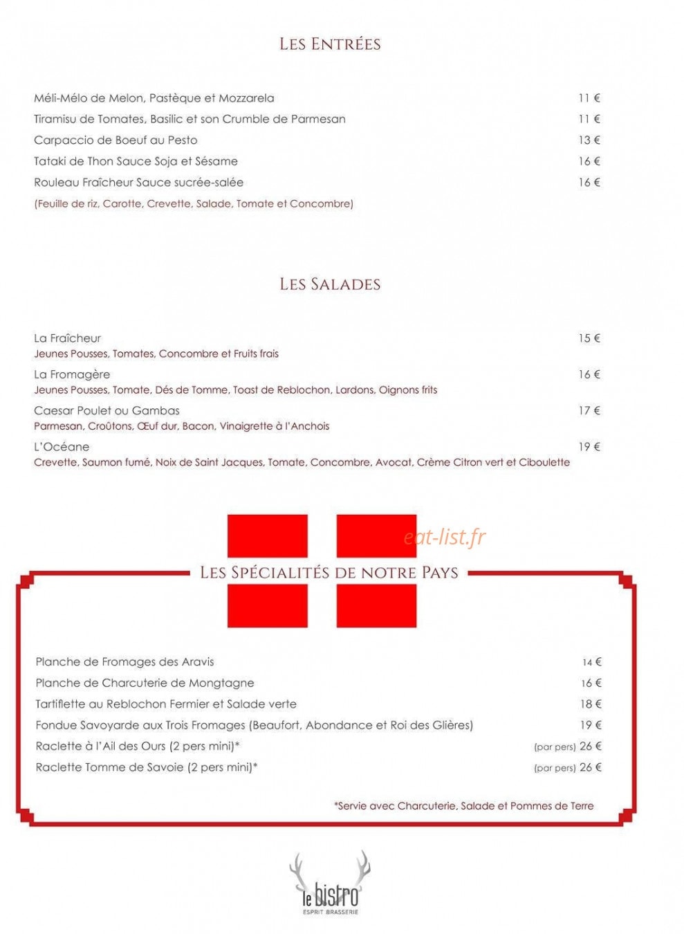 Le Bistro — carte page 4