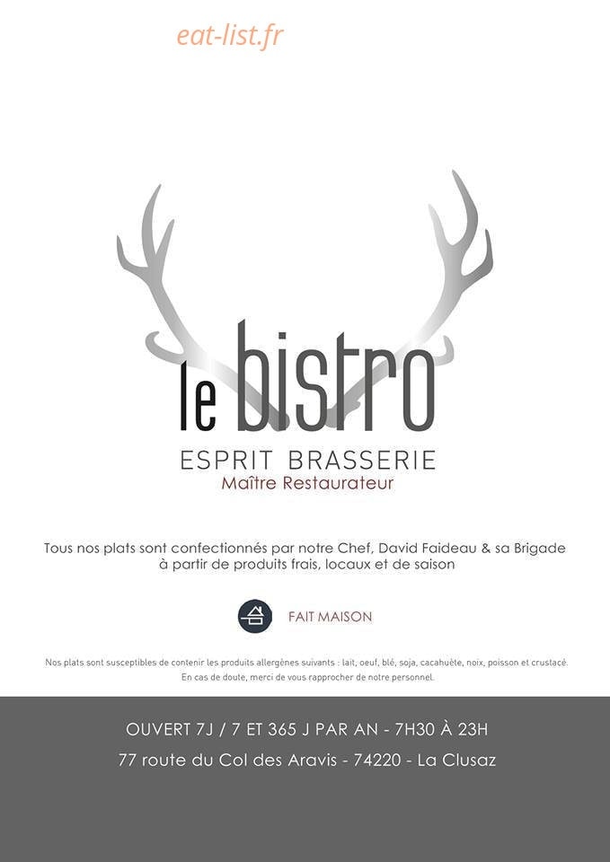 Le Bistro — carte page 1