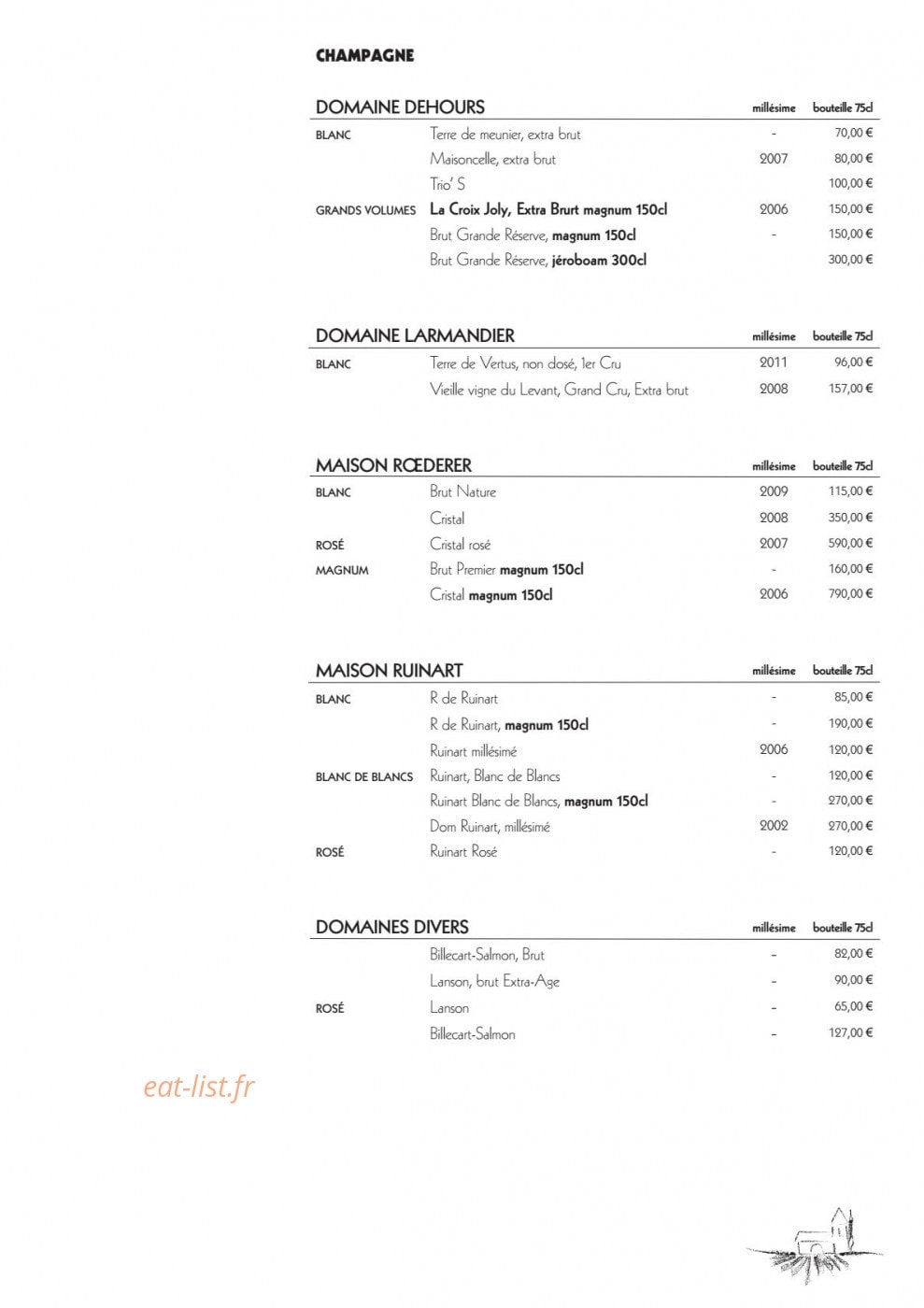 Le Vieux Chalet — carte page 14