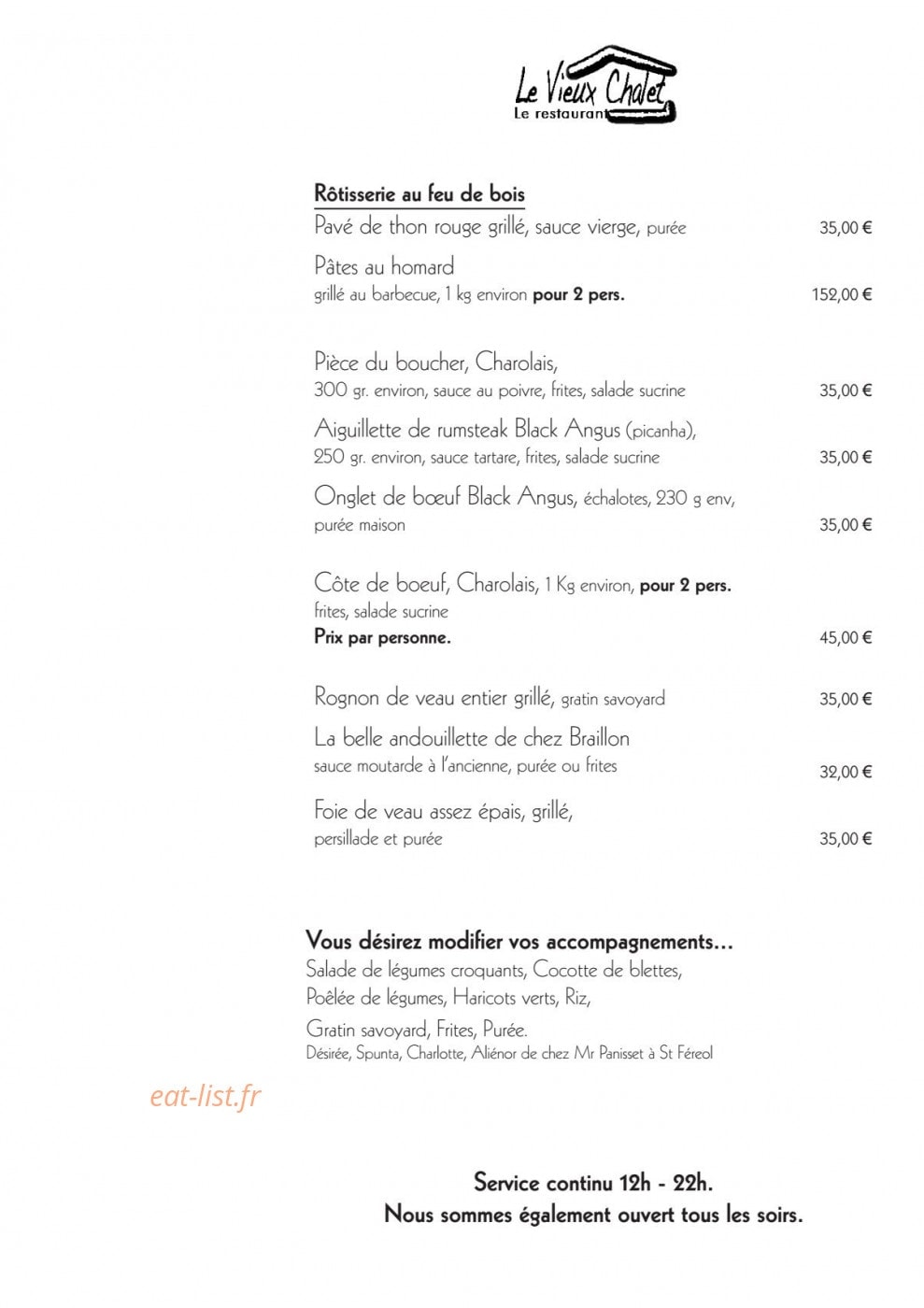Le Vieux Chalet — carte page 4