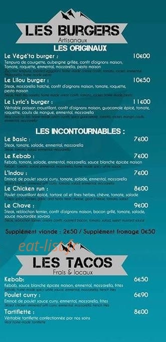 Lyric's Food — carte page 3