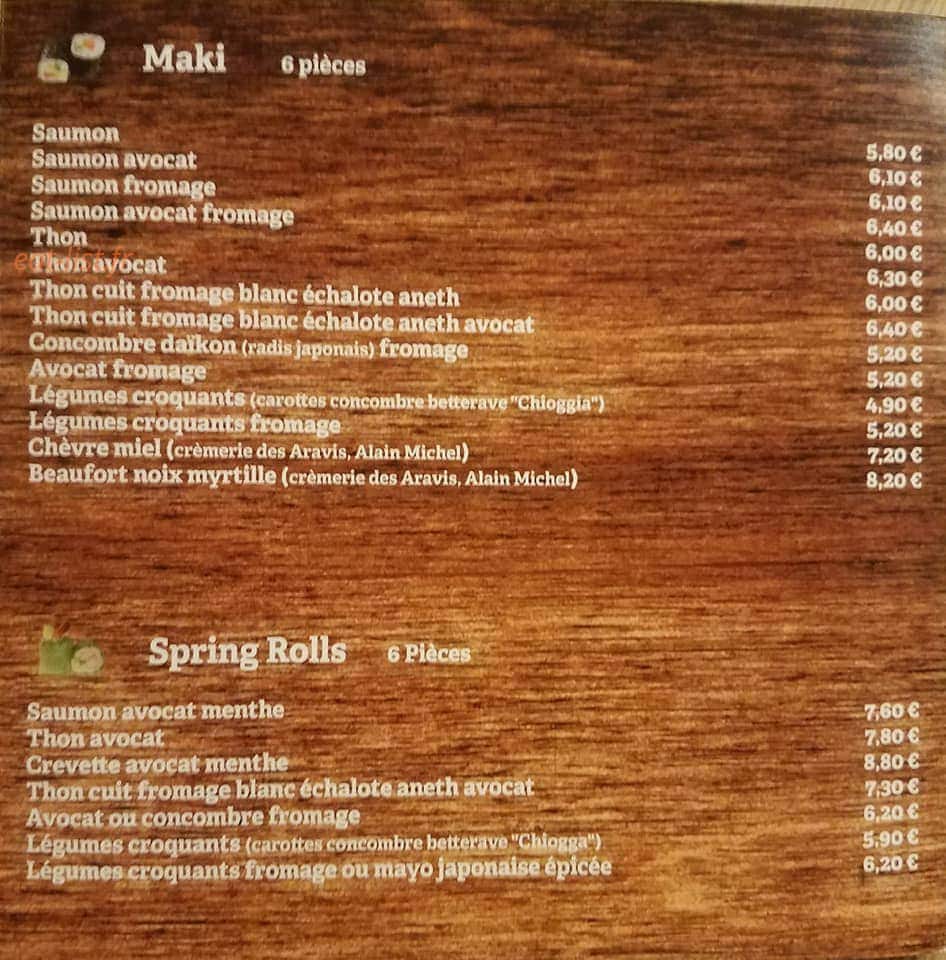 Carte et menu de Sushi Fumi à La Clusaz — Maki et spring rolls