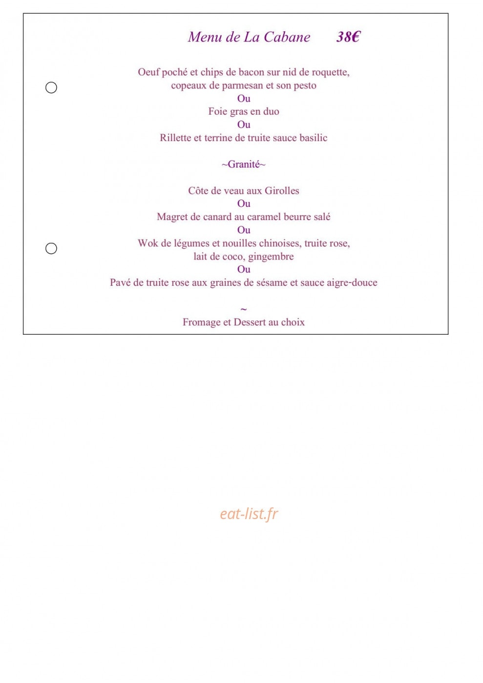 La Cabane — carte page 7