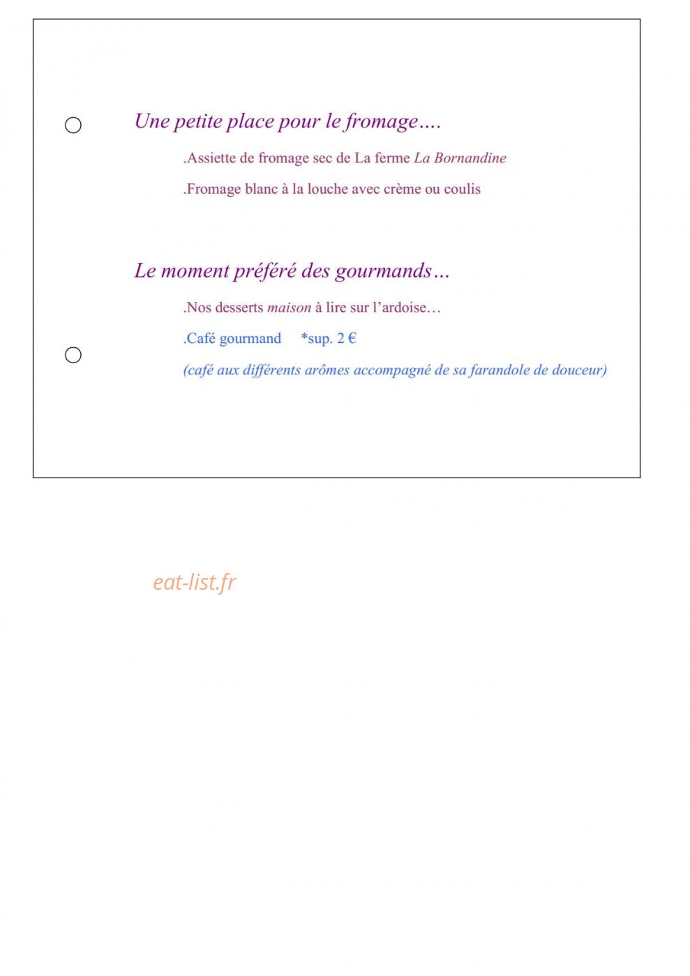 La Cabane — carte page 6