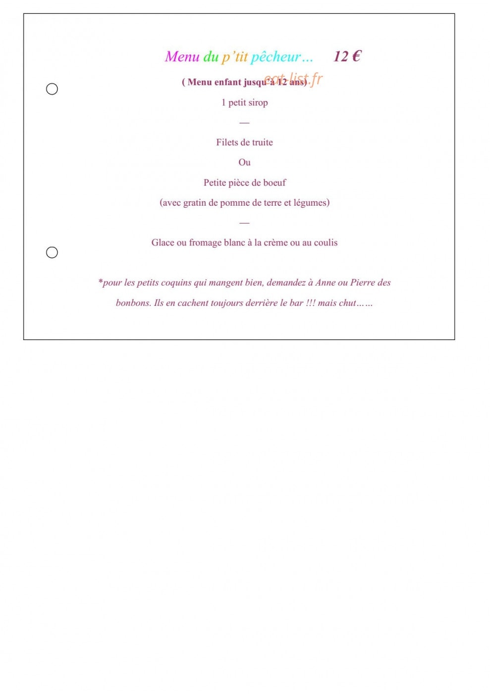 La Cabane — carte page 8