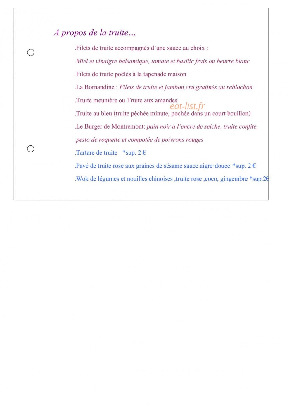 La Cabane — carte page 4