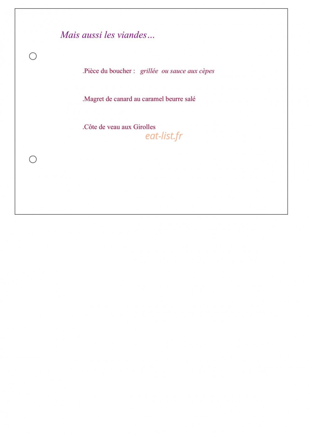 La Cabane — carte page 5