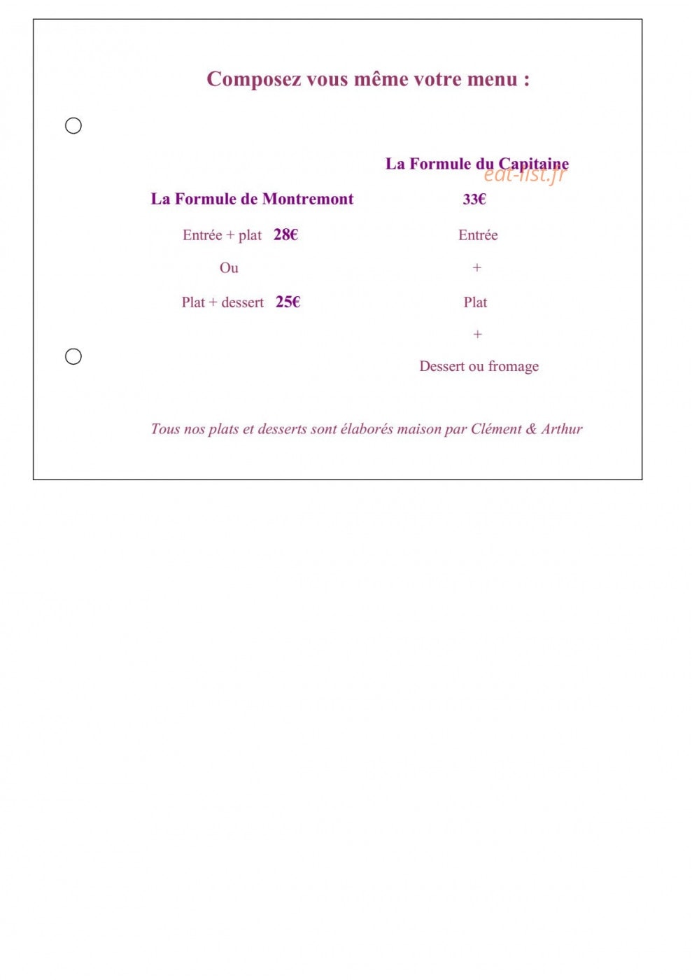 La Cabane — carte page 2