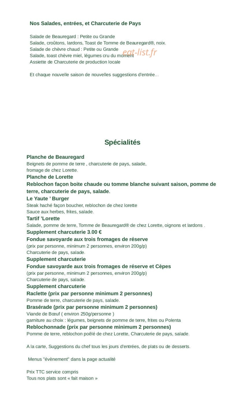 La Ferme de Lorette — carte page 1