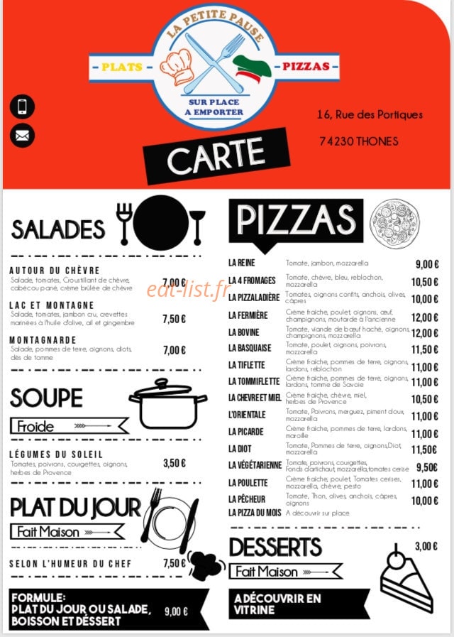 La petite pause — carte page 1