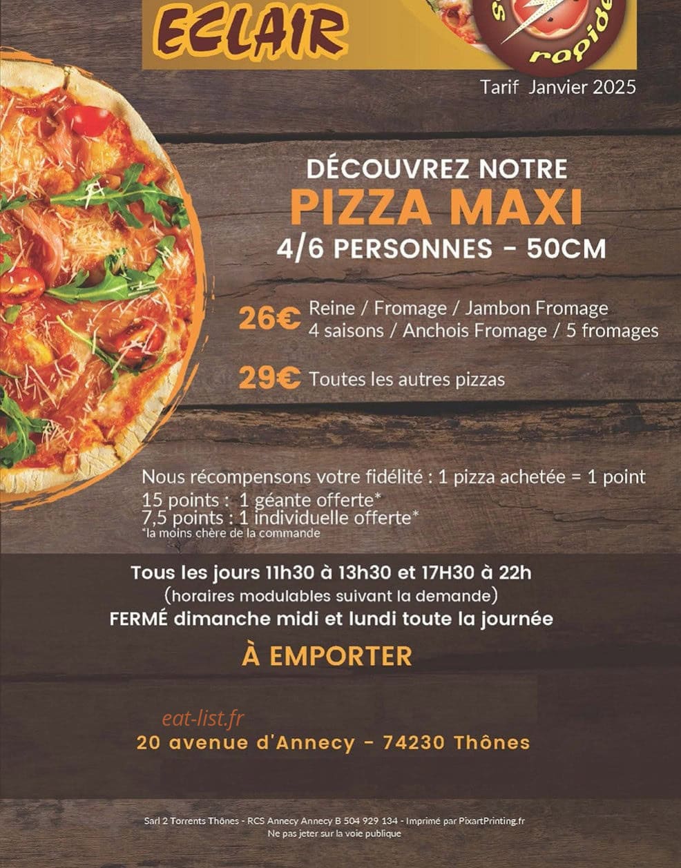 Pizza éclair — carte page 1