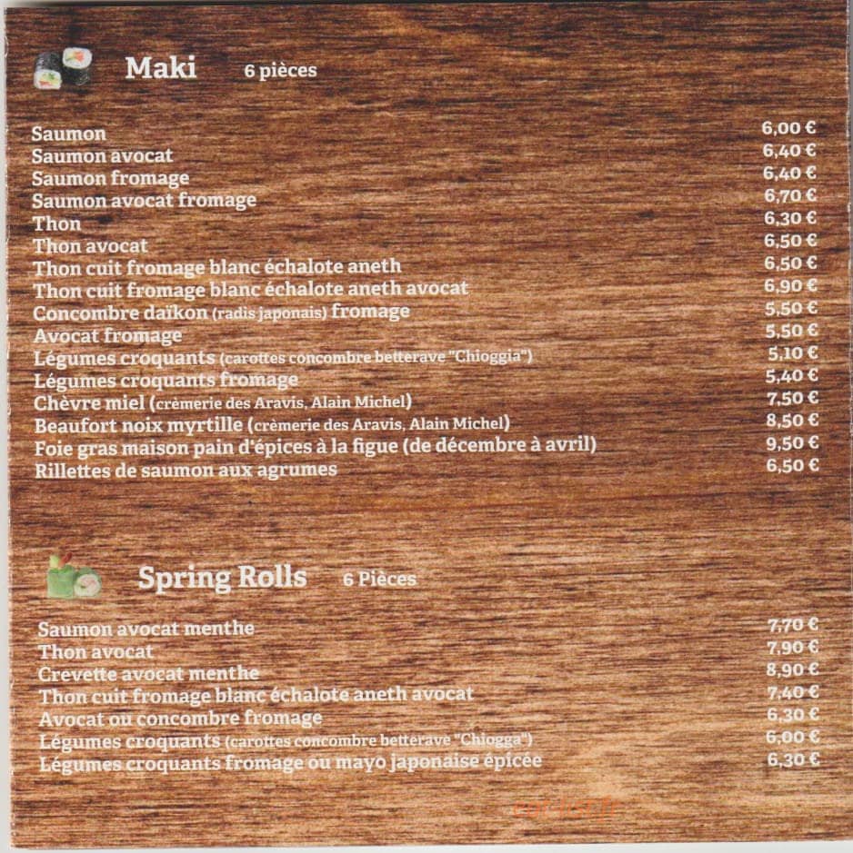 Sushi fumi — carte page 3