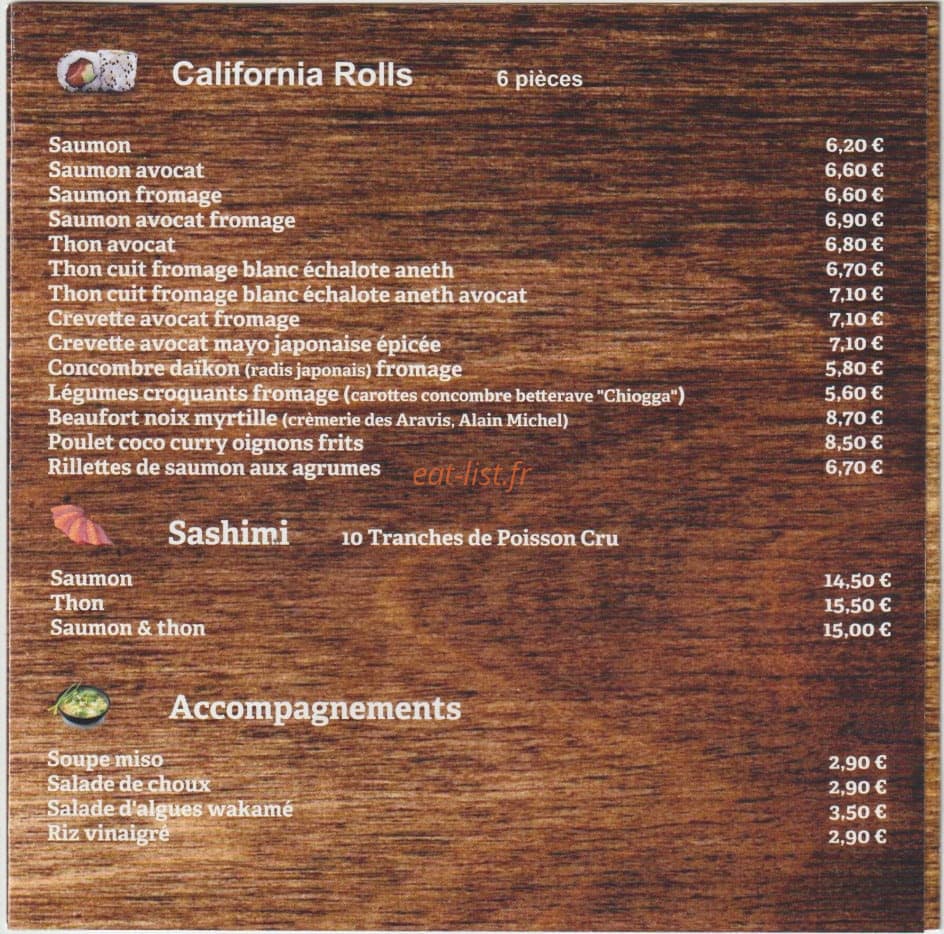 Sushi fumi — carte page 4