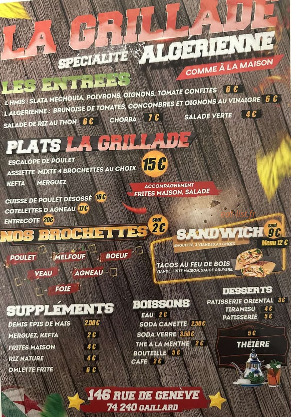 La grillade — carte page 1