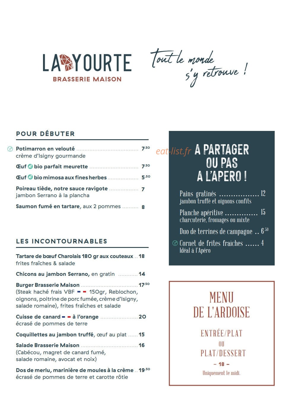 La Yourte — carte page 1