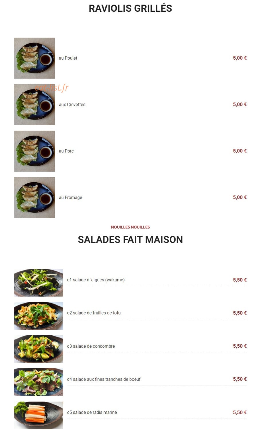 Nouilles Nouilles — carte page 2