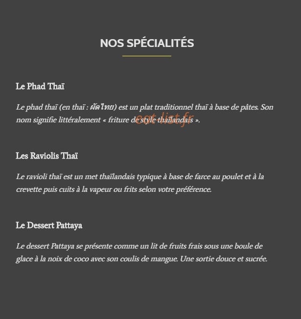 Phad Thaï — carte page 1