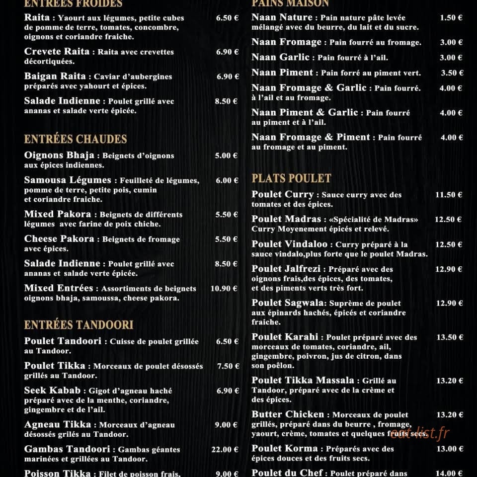 Restaurant indien CHARBON — carte page 2