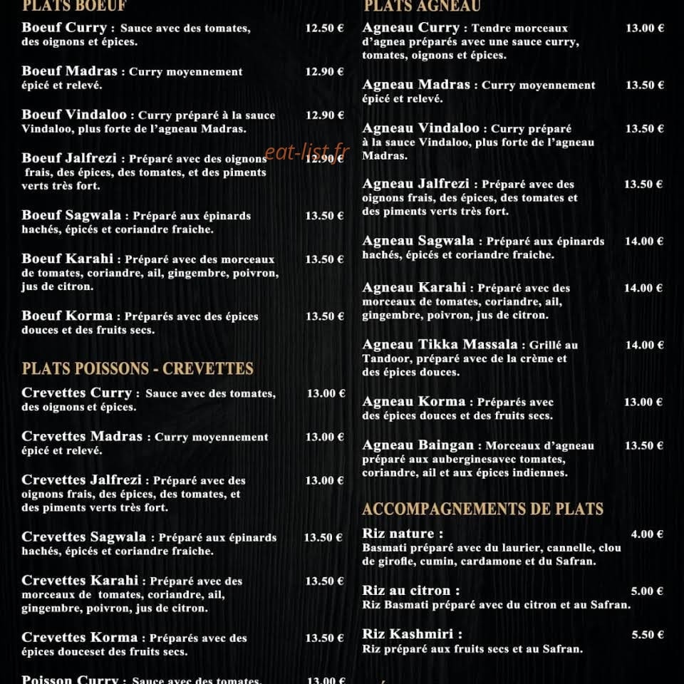 Restaurant indien CHARBON — carte page 3