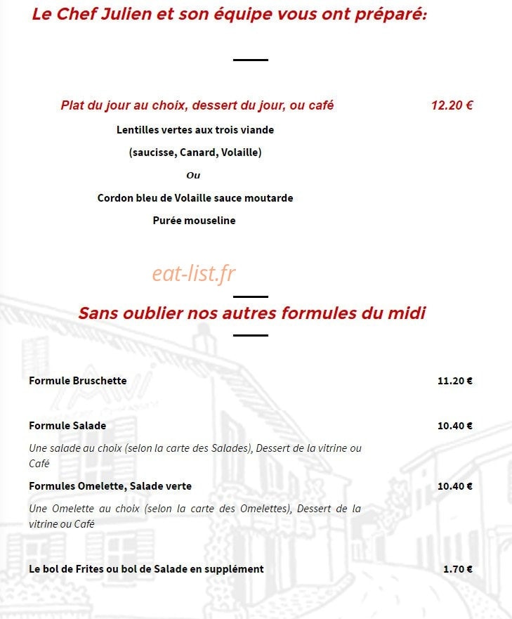 Restaurant l'Arvi — carte page 1