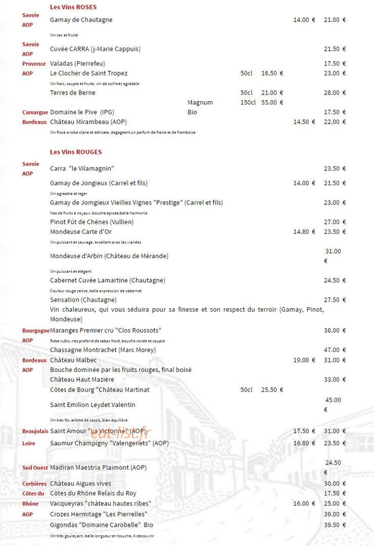 Restaurant l'Arvi — carte page 12
