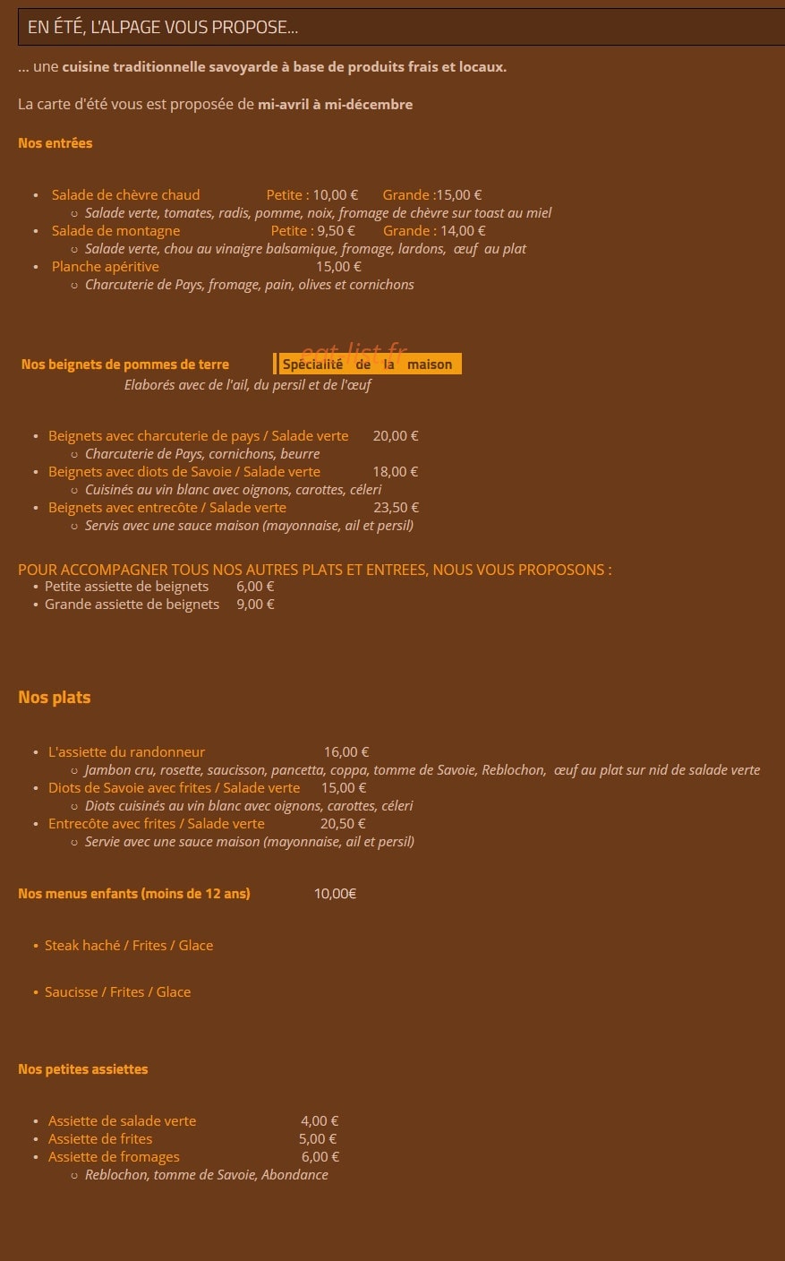L'Alpage — carte page 1