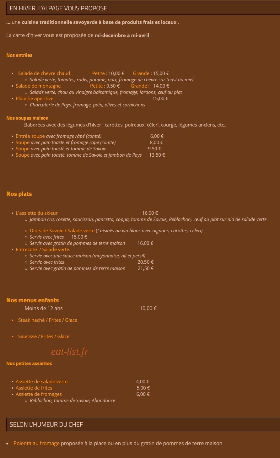 L'Alpage — carte page 2