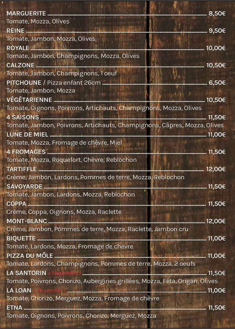 Morgane Pizza — carte page 2