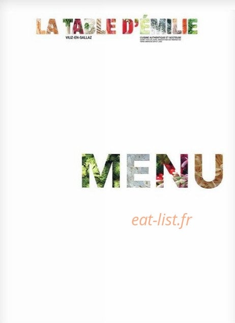 La Table d'Emilie — carte page 1