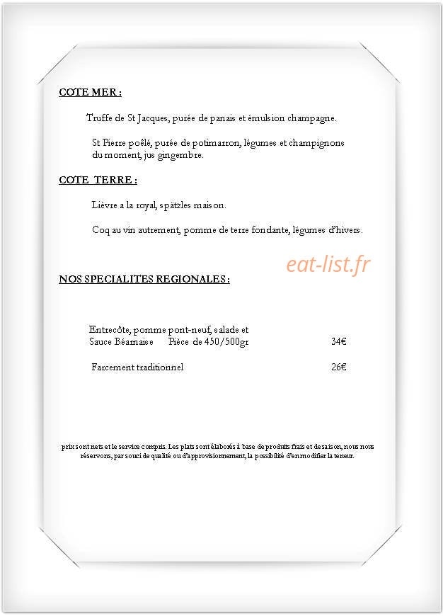 La Table d'Emilie — carte page 3
